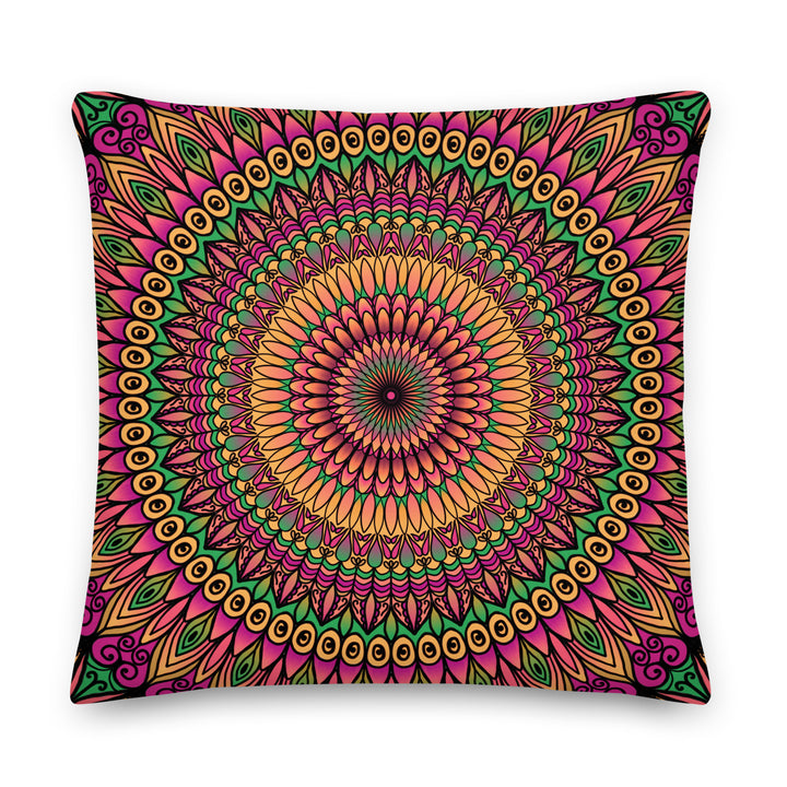 Pillow Mandala Petals Pink, Orange and Green