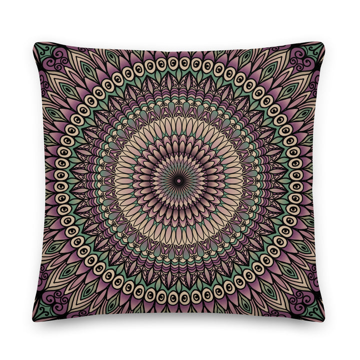 Mandala flower pillow pattern pink and green