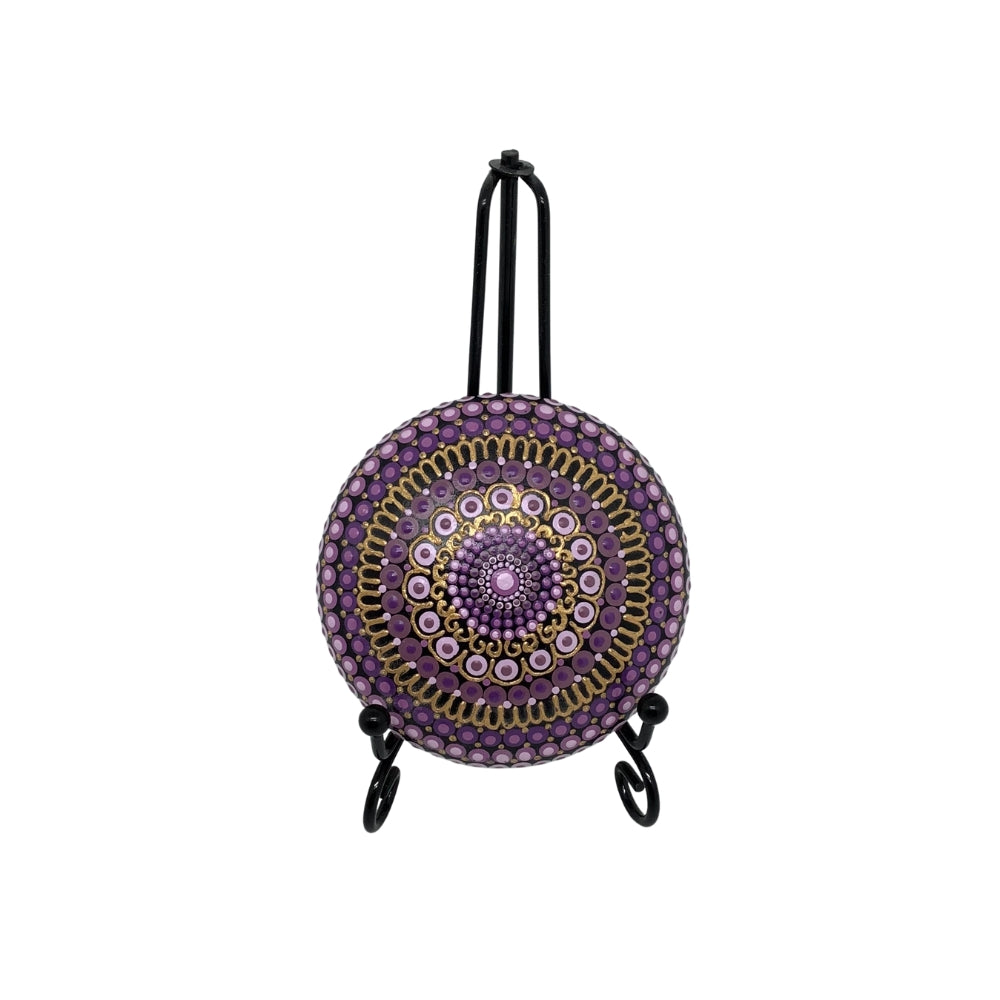 Mandala Stone Purple and Gold small