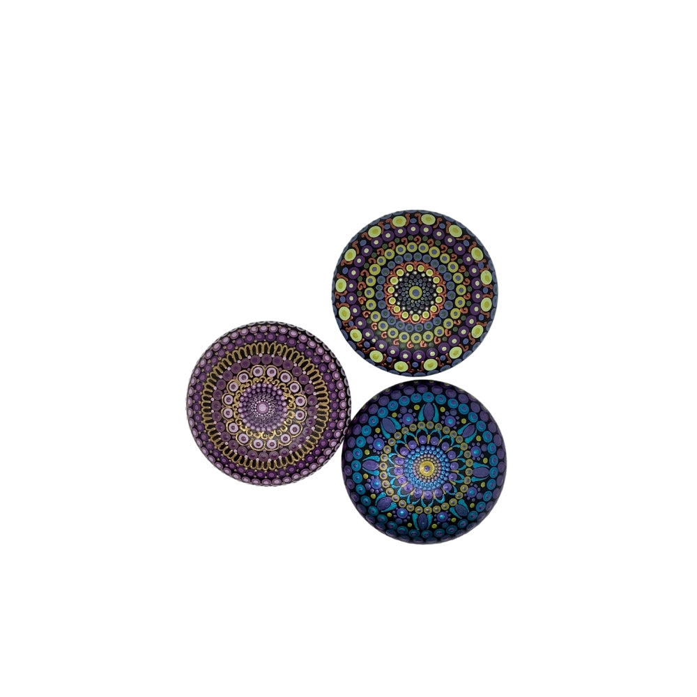 Mandala Stone Purple and Gold small