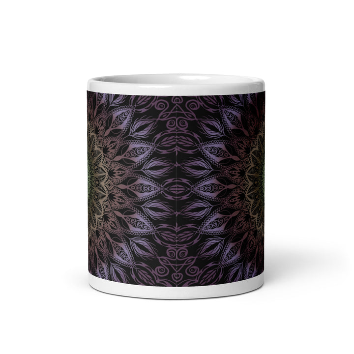 Pastel Harmony: Purple, Salmon, and Yellow Mandala Mug