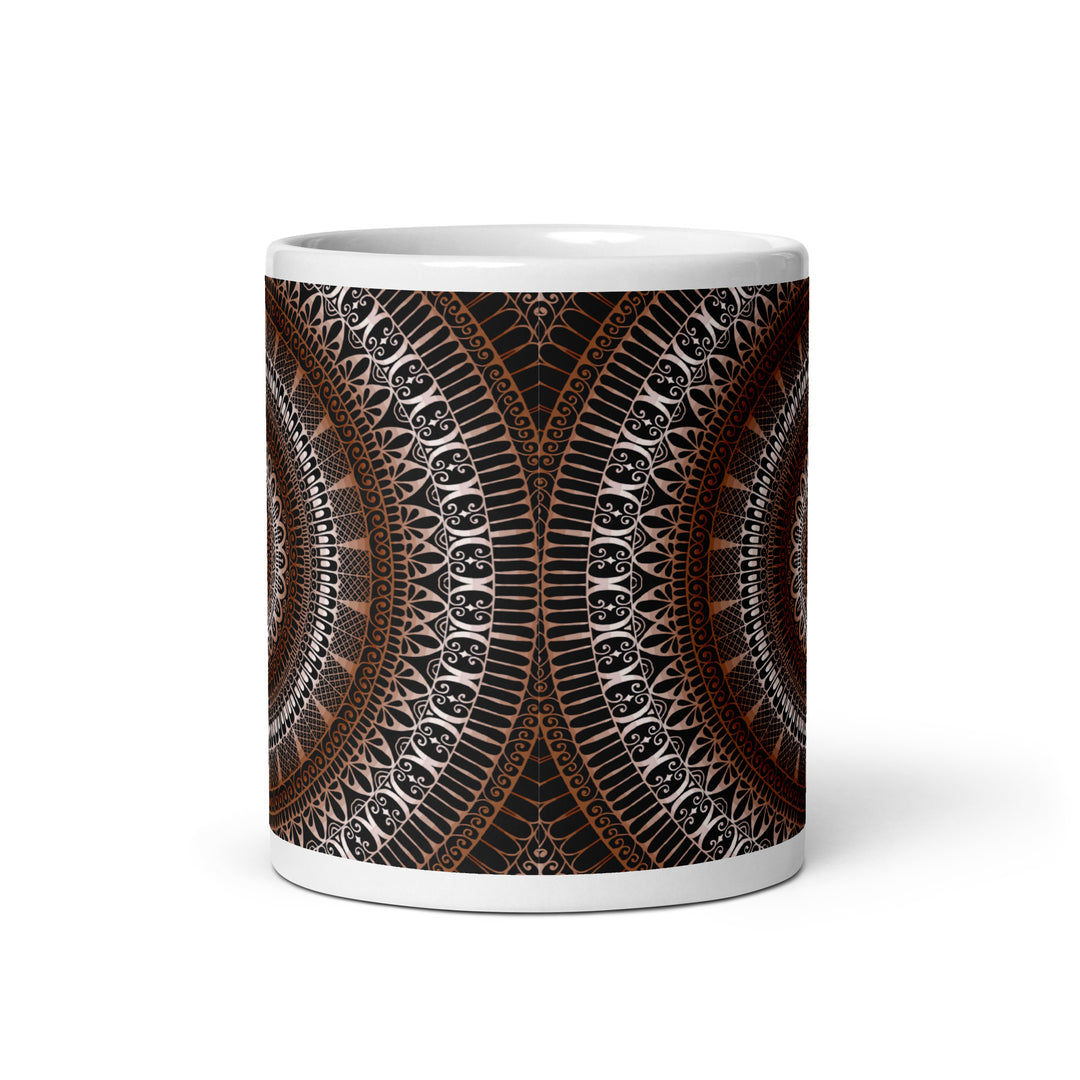 Warm Elegance: Brown Mug with Enchanting Mandala