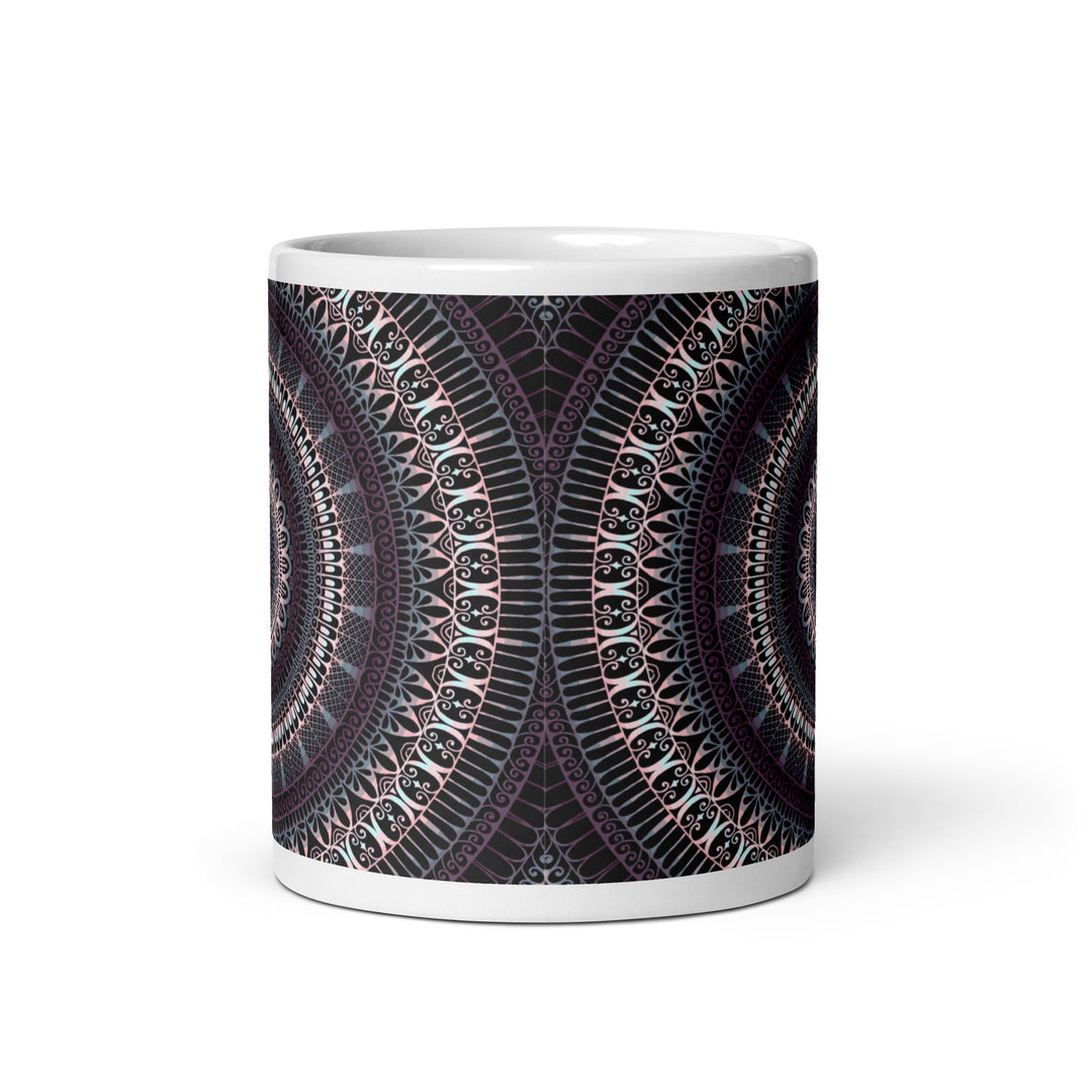 Elegant Amethyst: Dark Purple and Grey Mandala Mug