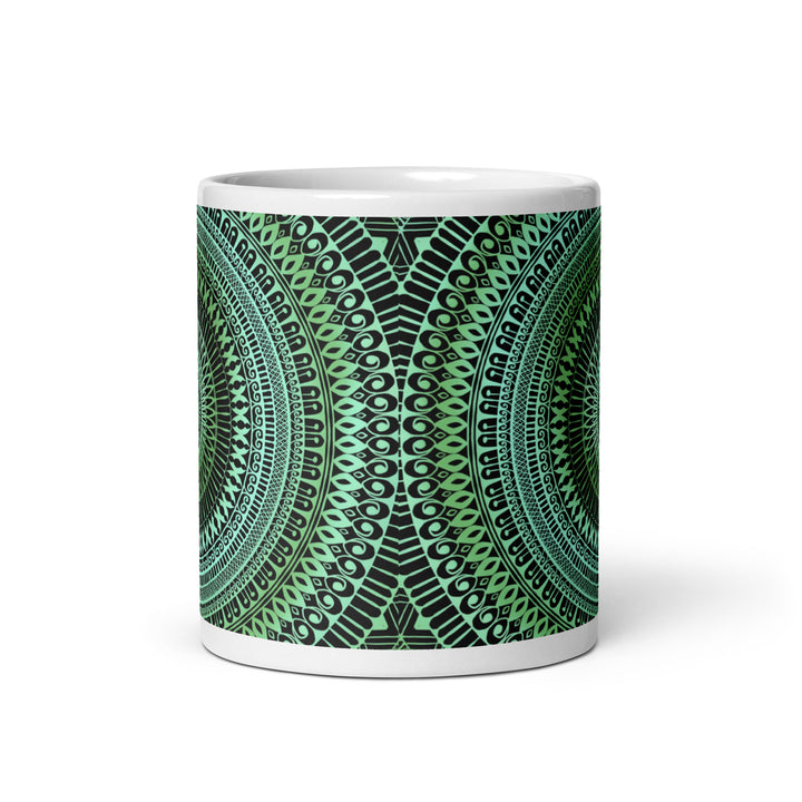 Whispers of Nature: Green & Blue Mandala Mug