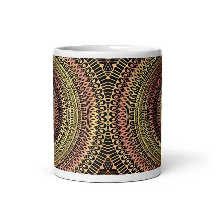 Elegant Glow: Mandala-Adorned Yellow Ceramic Mug