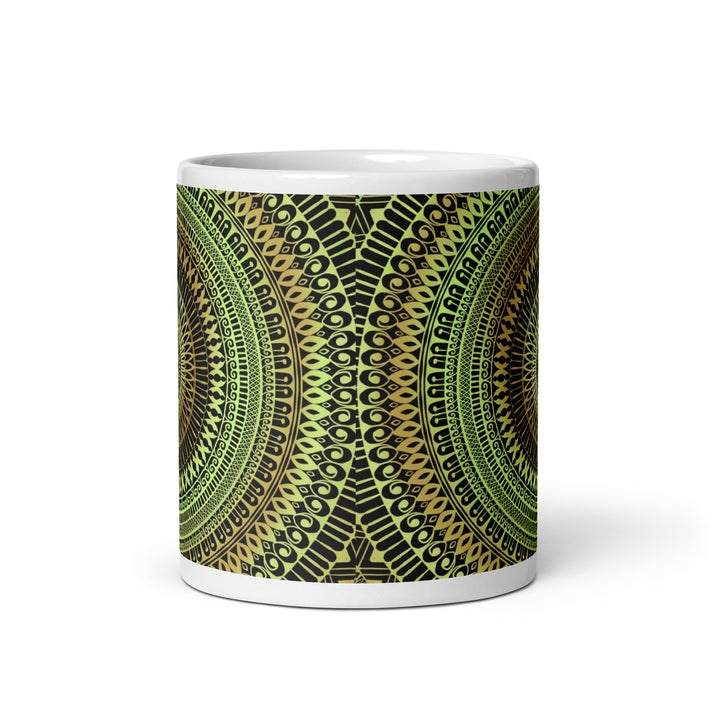 Botanical Dreams: Mandala Soft Green Mug with Subtle Oker Touches