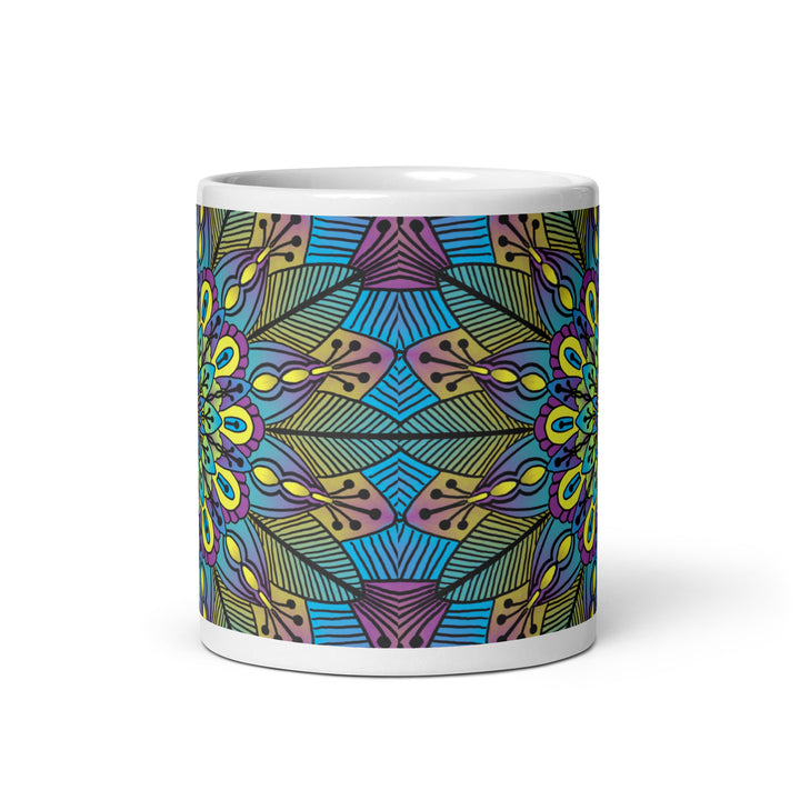 Green Yellow Purple Mandala Mug | Flower Mandala Mug | Mandala Stone