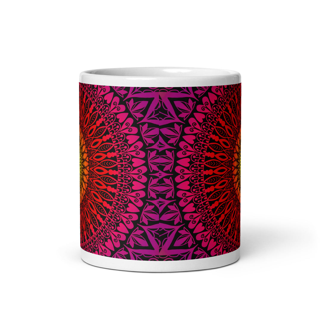 Golden Horizon: Mandala Mug in Sunset-Inspired Warm Colors