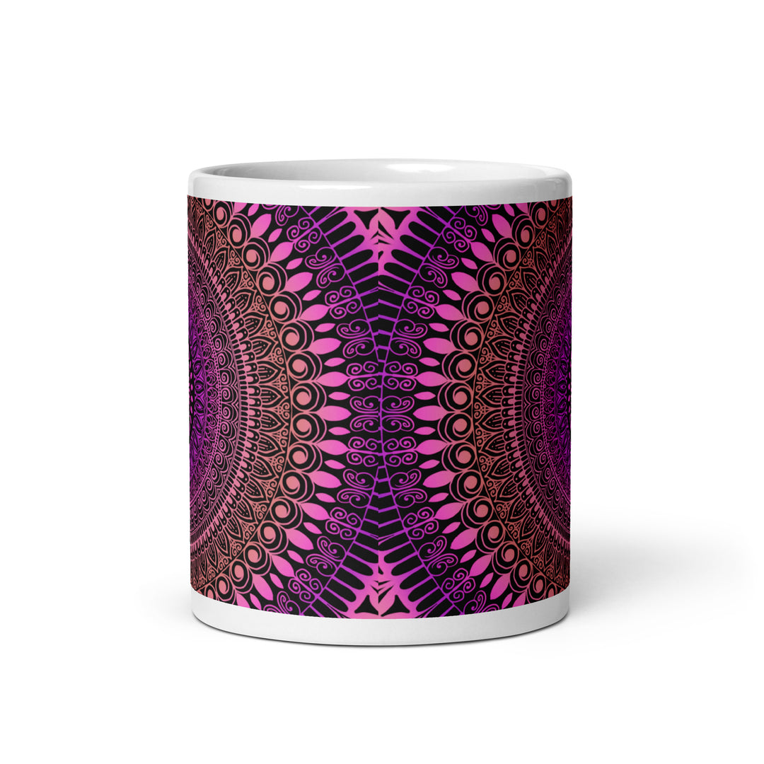 Pink Sunset Dream: Mehndi Mandala Mug in Salmon and Pink