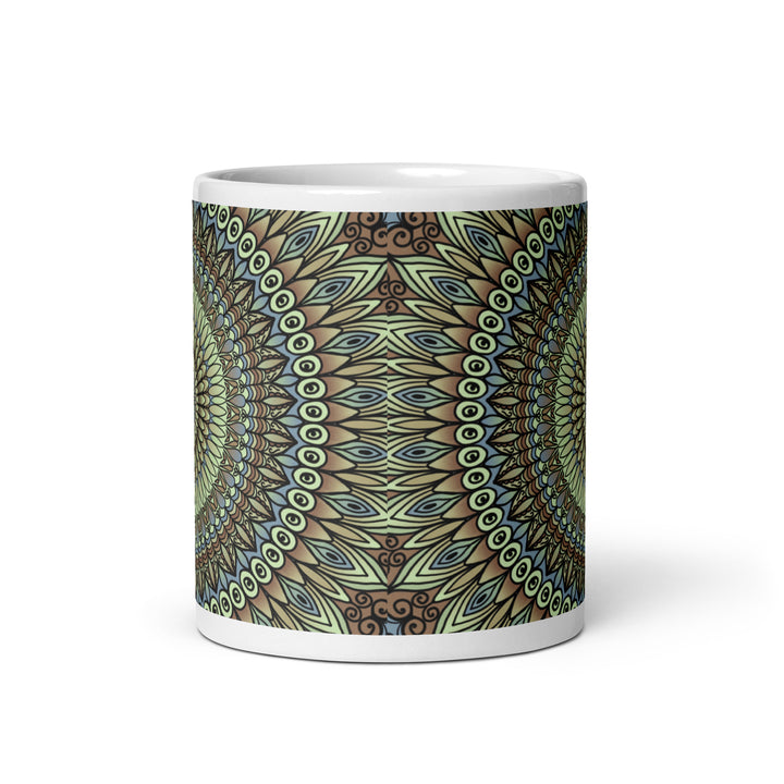 Nature's Palette: Lavender, Green, and Brown Mandala Mug