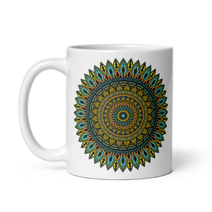 Mandala Magic on White, Mandala Design Mug