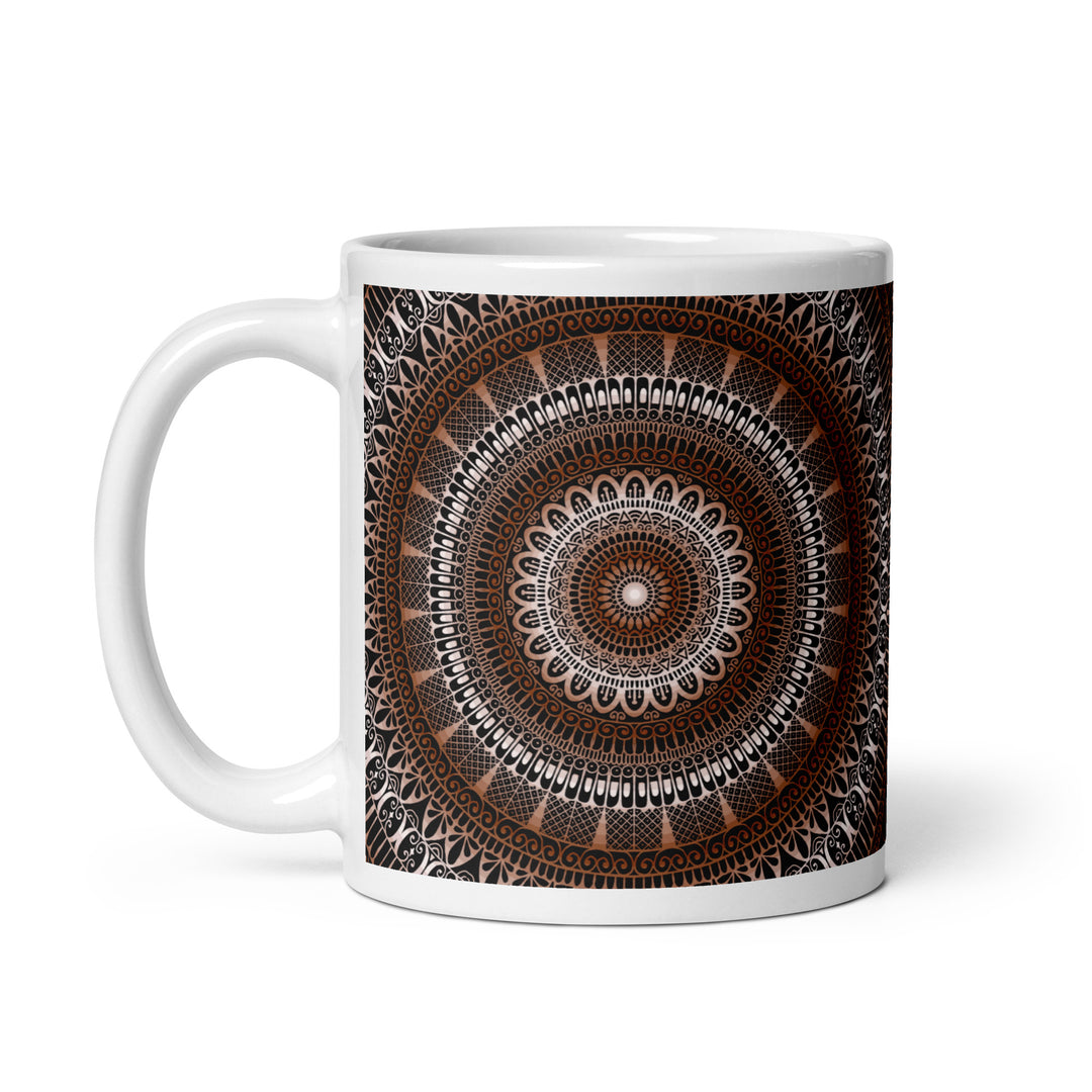 Warm Elegance: Brown Mug with Enchanting Mandala