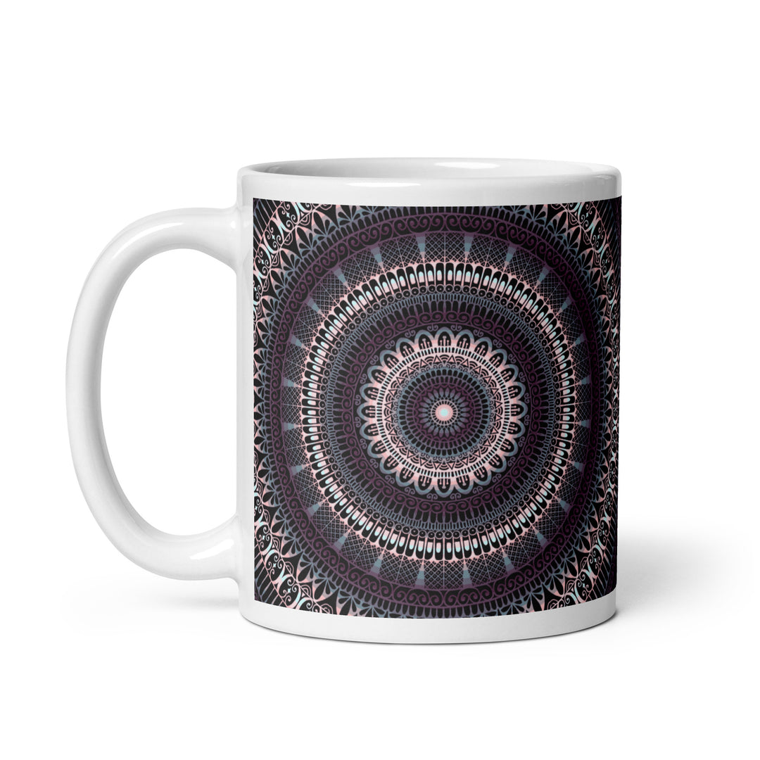 Elegant Amethyst: Dark Purple and Grey Mandala Mug