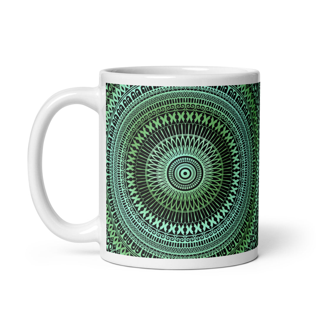 Whispers of Nature: Green & Blue Mandala Mug