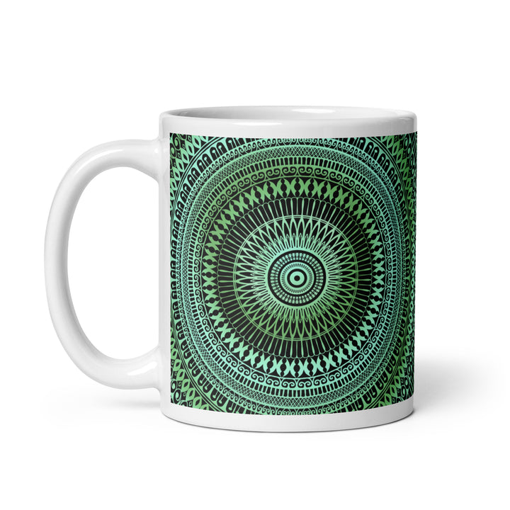 Whispers of Nature: Green & Blue Mandala Mug