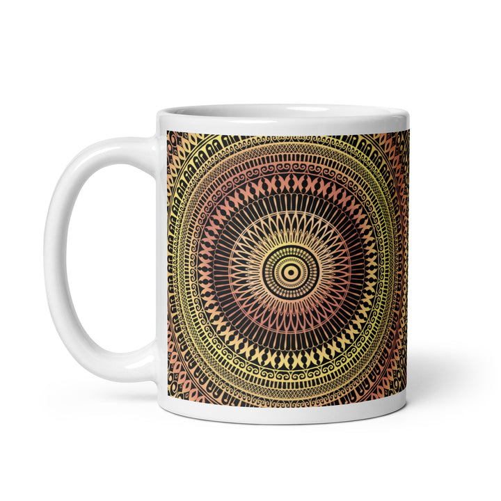 Elegant Glow: Mandala-Adorned Yellow Ceramic Mug