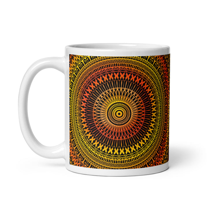 Sunshine Fusion: Bright Yellow and Orange Mandala Mug