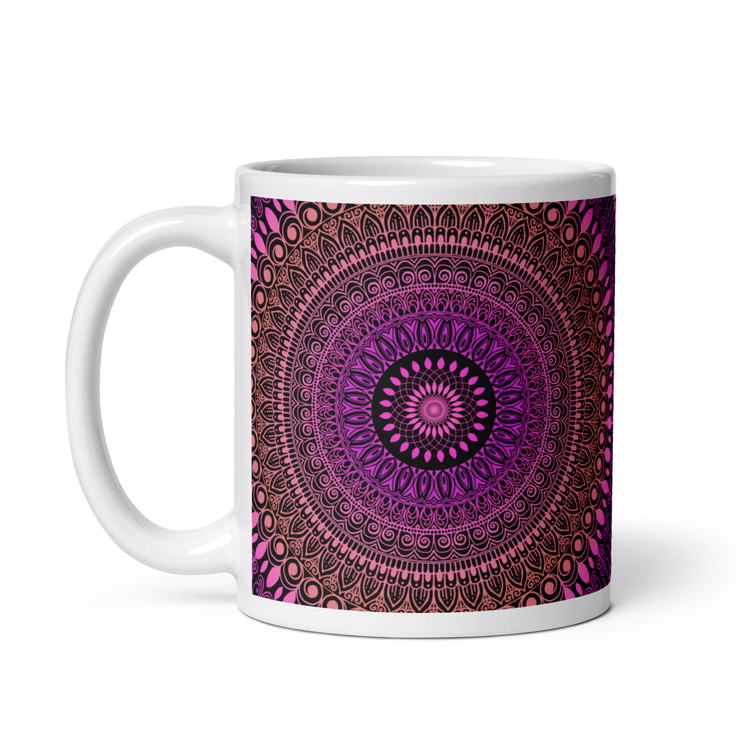 Pink Sunset Dream: Mehndi Mandala Mug in Salmon and Pink