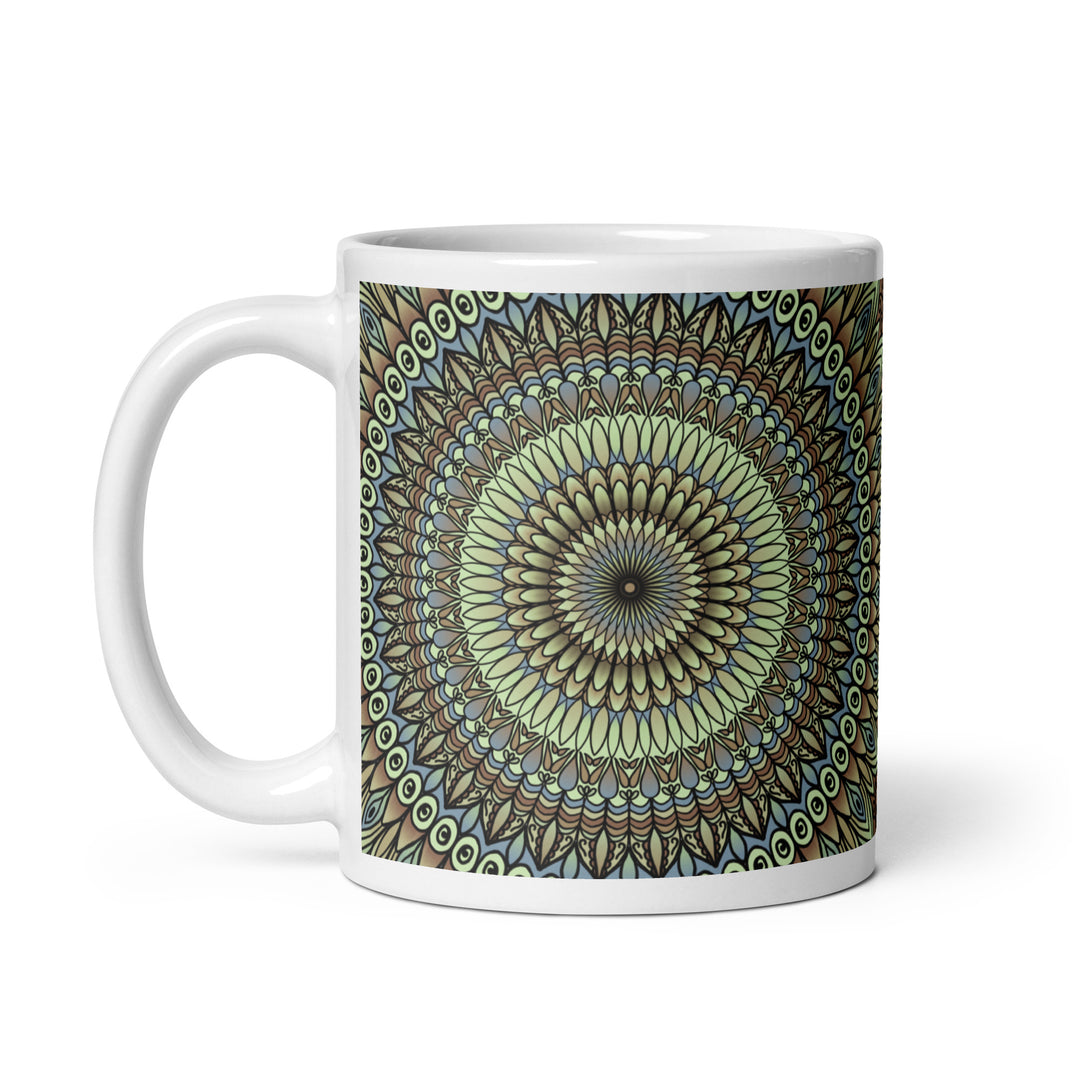 Nature's Palette: Lavender, Green, and Brown Mandala Mug