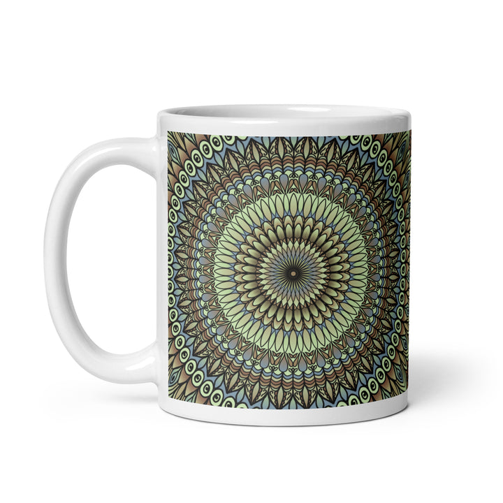 Nature's Palette: Lavender, Green, and Brown Mandala Mug