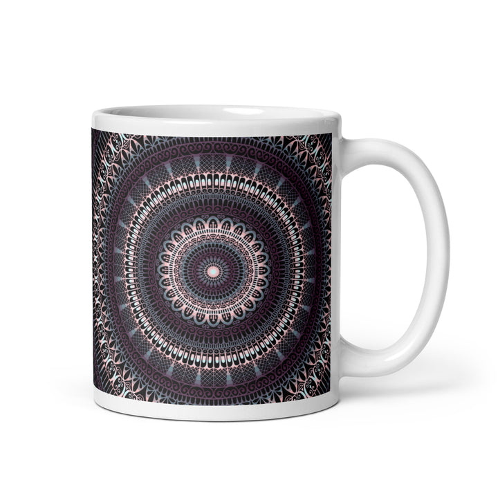 Elegant Amethyst: Dark Purple and Grey Mandala Mug