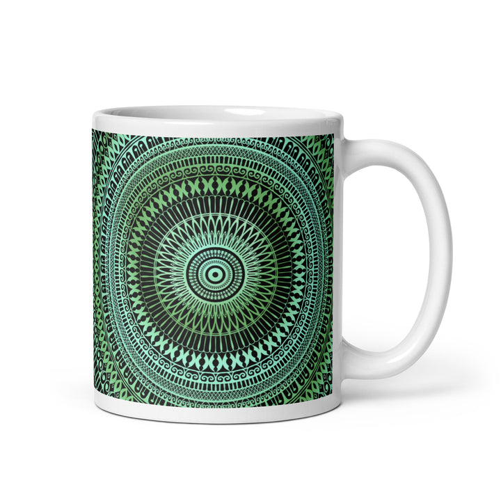 Whispers of Nature: Green & Blue Mandala Mug