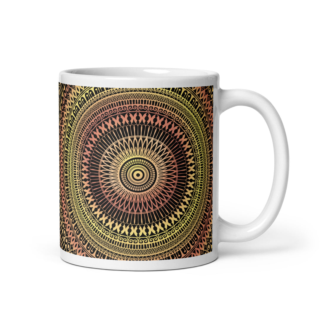 Elegant Glow: Mandala-Adorned Yellow Ceramic Mug