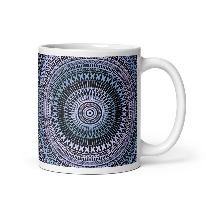 Icy Whispers: Mandala Mug in Subtle Pink and Blue