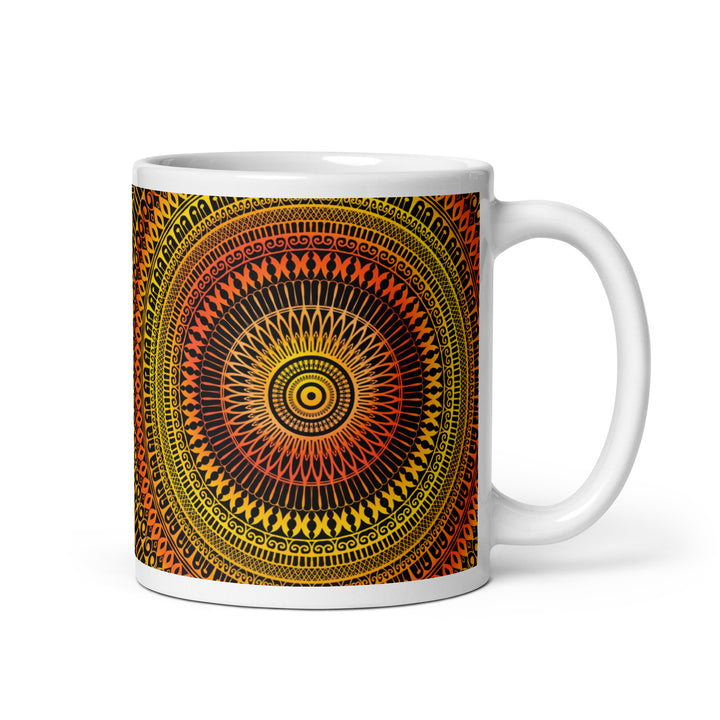 Sunshine Fusion: Bright Yellow and Orange Mandala Mug