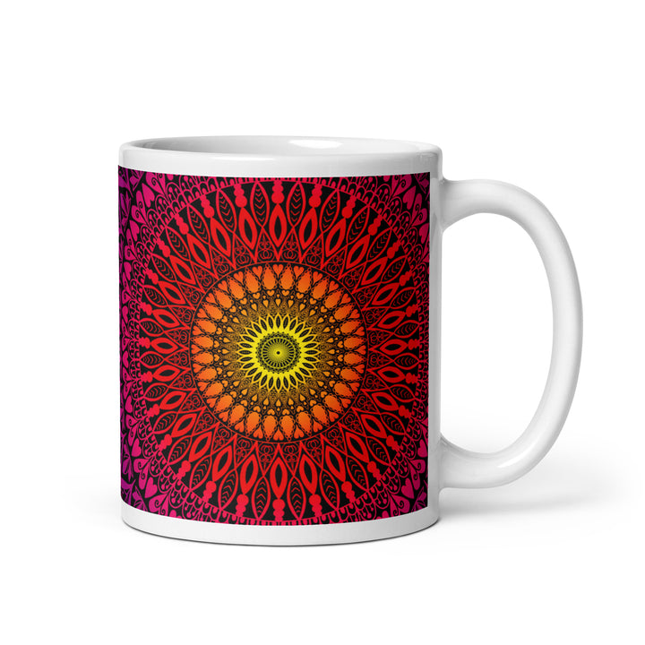 Golden Horizon: Mandala Mug in Sunset-Inspired Warm Colors