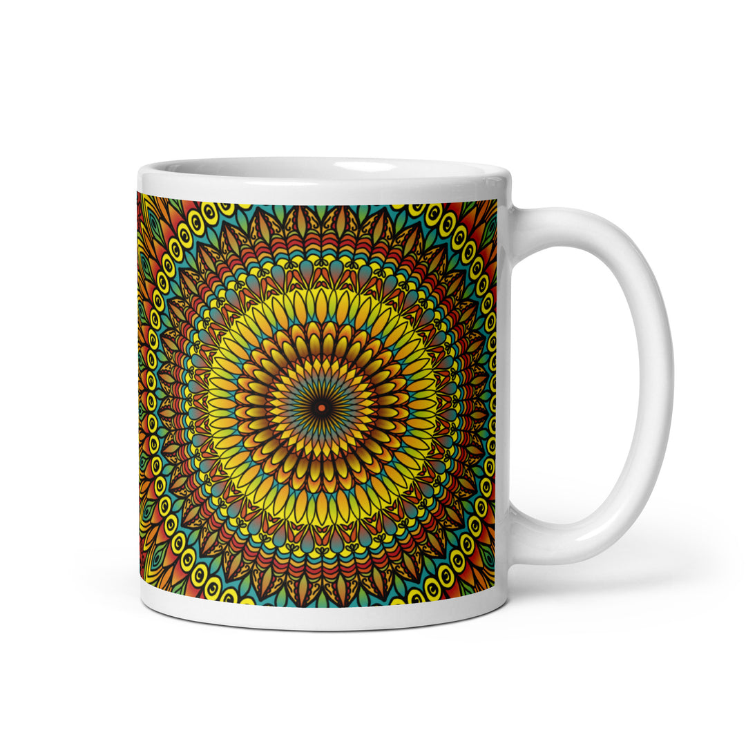 Yellow & Blue Mandala Mug | Handcrafted Mandala Mugs | Mandala Stone