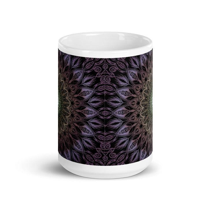 Pastel Harmony: Purple, Salmon, and Yellow Mandala Mug