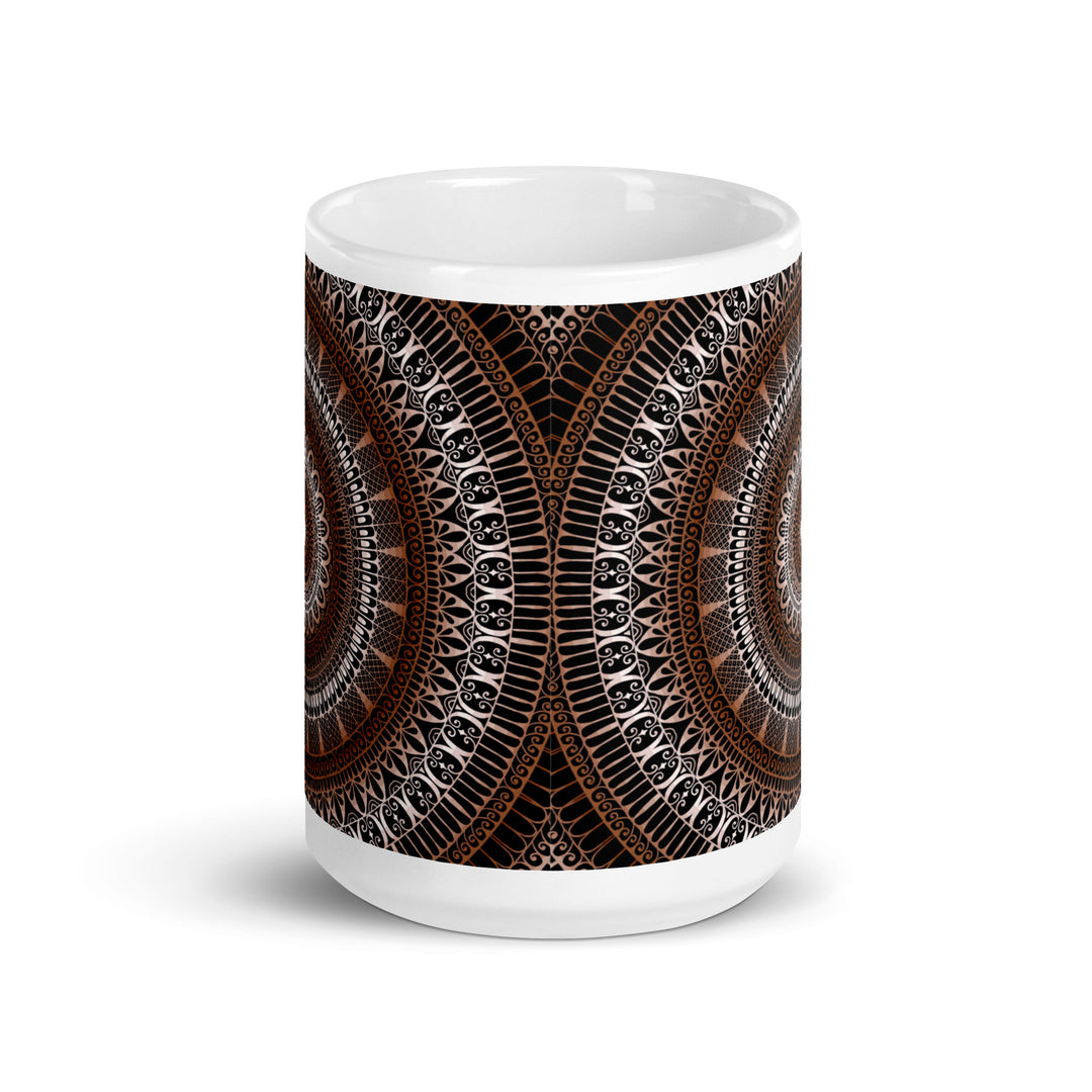 Warm Elegance: Brown Mug with Enchanting Mandala