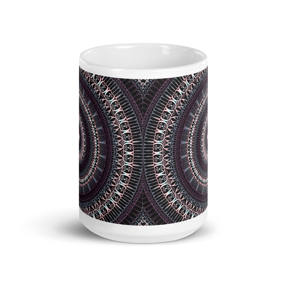 Elegant Amethyst: Dark Purple and Grey Mandala Mug