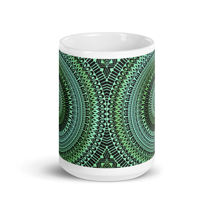 Whispers of Nature: Green & Blue Mandala Mug