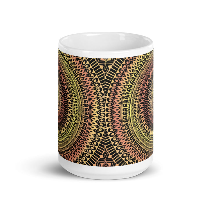 Elegant Glow: Mandala-Adorned Yellow Ceramic Mug