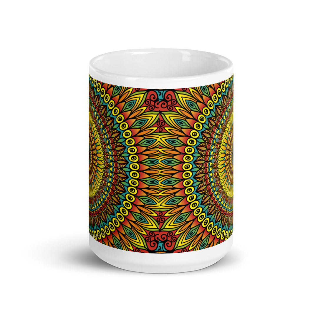 Yellow & Blue Mandala Mug | Handcrafted Mandala Mugs | Mandala Stone