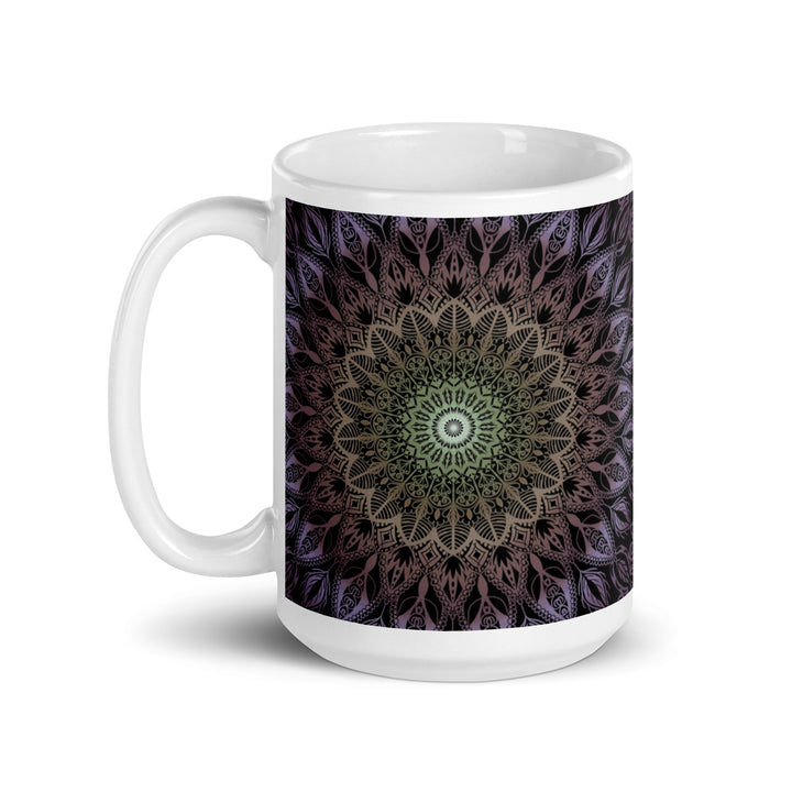 Pastel Harmony: Purple, Salmon, and Yellow Mandala Mug