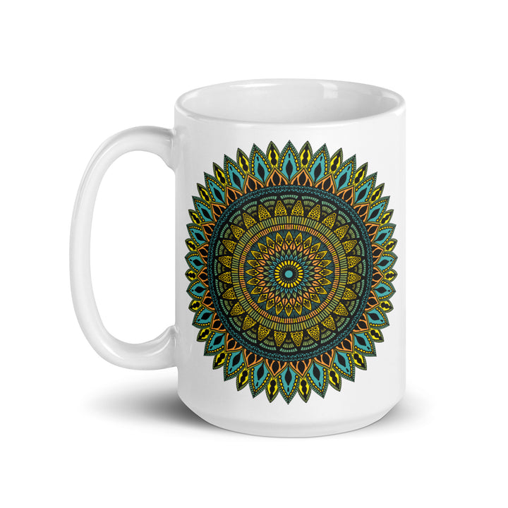 Mandala Magic on White, Mandala Design Mug