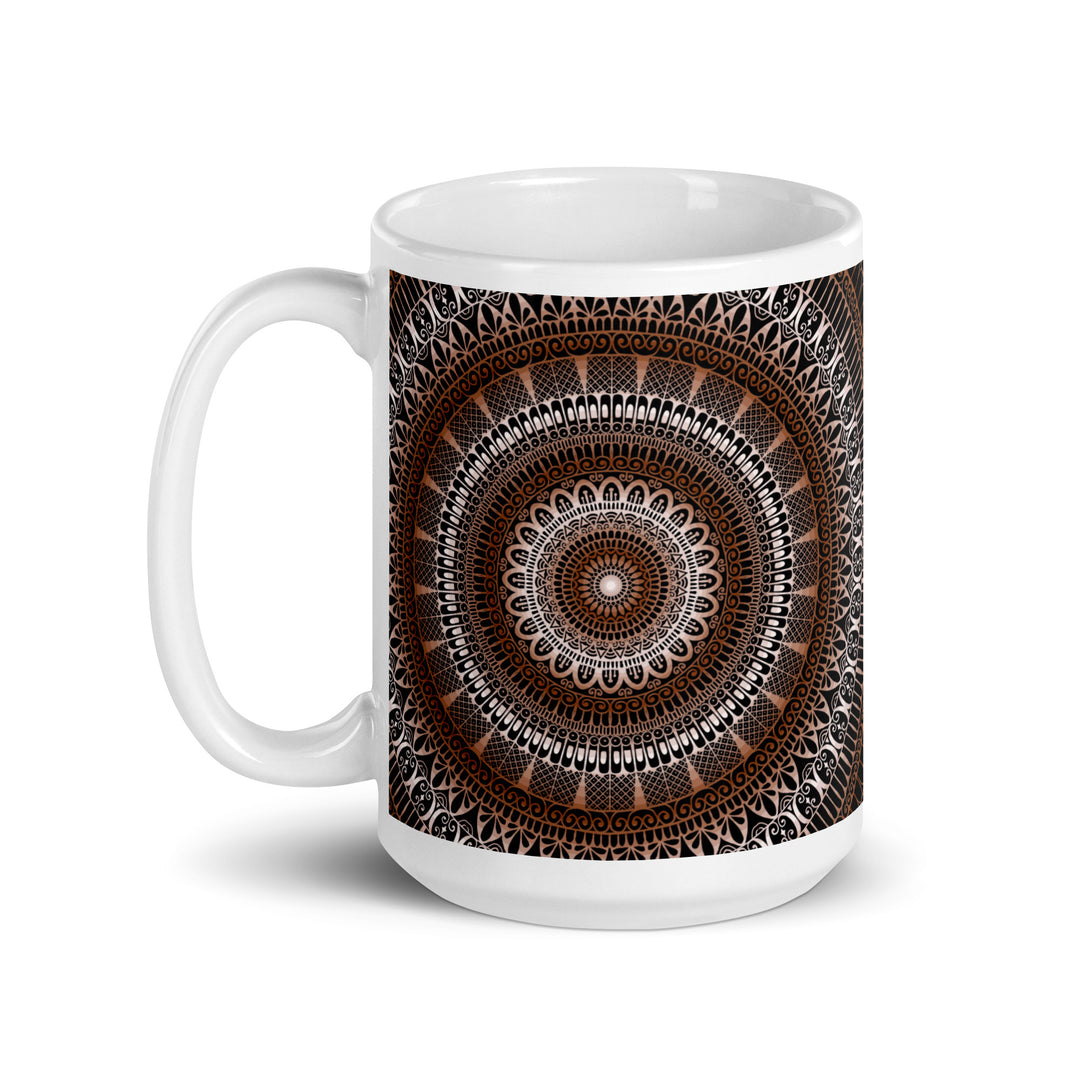 Warm Elegance: Brown Mug with Enchanting Mandala