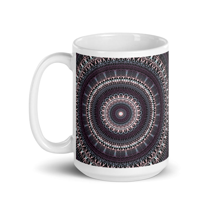 Elegant Amethyst: Dark Purple and Grey Mandala Mug