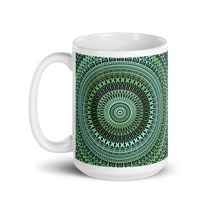 Whispers of Nature: Green & Blue Mandala Mug