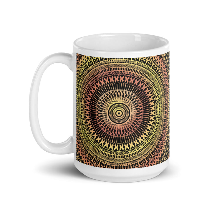 Elegant Glow: Mandala-Adorned Yellow Ceramic Mug