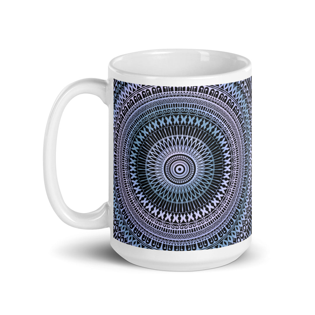 Icy Whispers: Mandala Mug in Subtle Pink and Blue