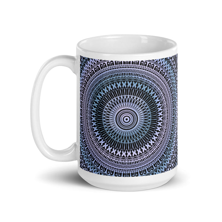 Icy Whispers: Mandala Mug in Subtle Pink and Blue