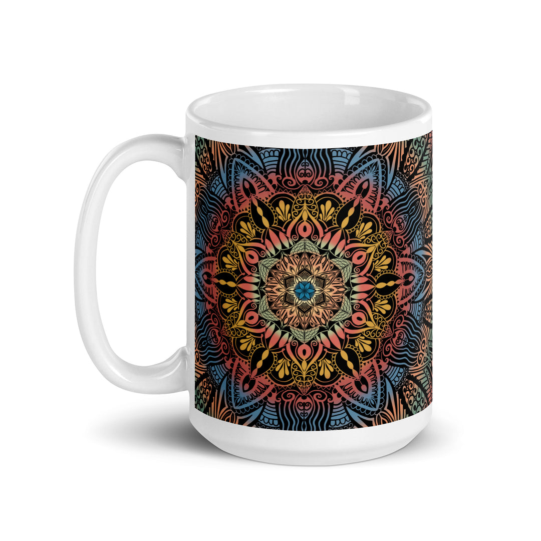 Dynamic Splendor: Psychedelic Mandala Mug