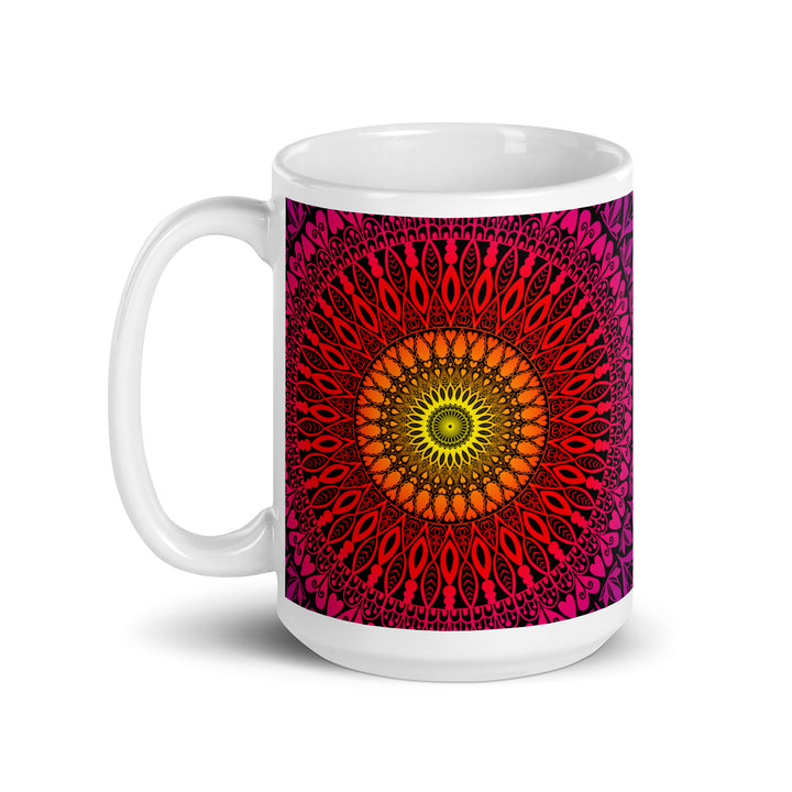 Golden Horizon: Mandala Mug in Sunset-Inspired Warm Colors