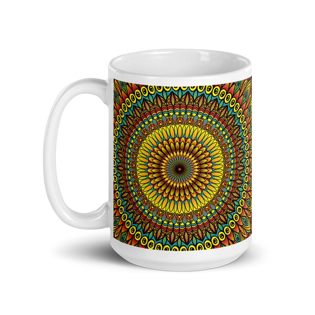 Yellow & Blue Mandala Mug | Handcrafted Mandala Mugs | Mandala Stone