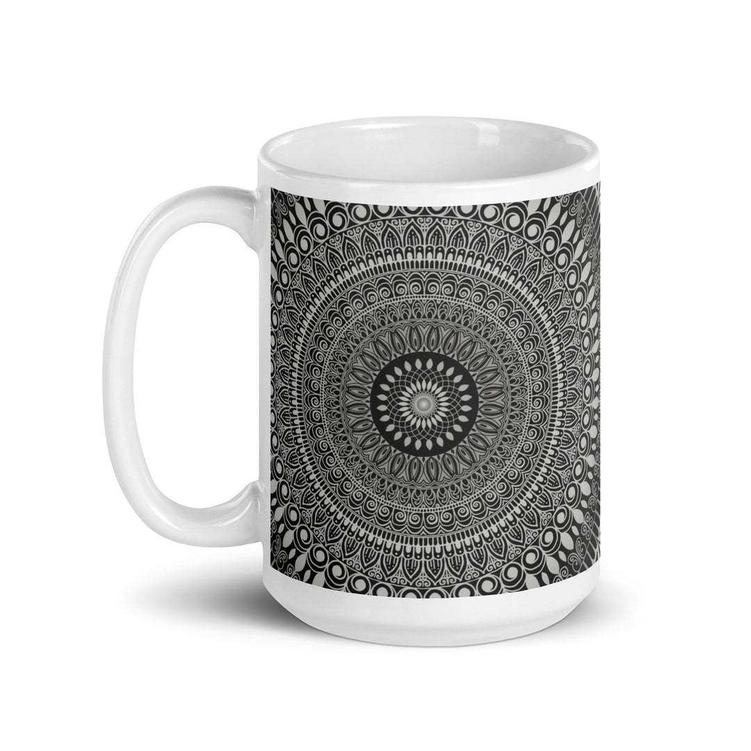 Artful Zen Grey Mandala Mug | Grey Mandala Mug | Mandala Stone