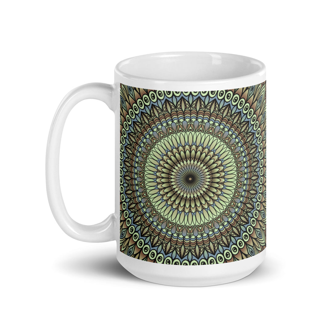 Nature's Palette: Lavender, Green, and Brown Mandala Mug